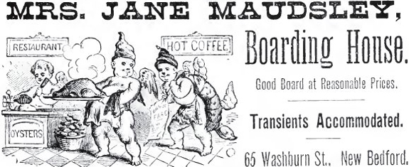 1892 boarding house advert - New BEdford, Ma.-  www.Whalingcity.net