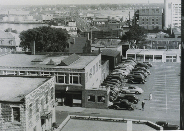 1950's New Bedford, Ma. Mystery view looking east to the Acushnet river  - www.WhalingCity.net