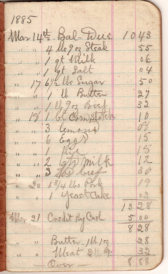 1885 - James M Tilton account book - www.WhalingCity.net