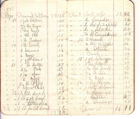 1885 James M Tilton account book - www.WhalingCity.net